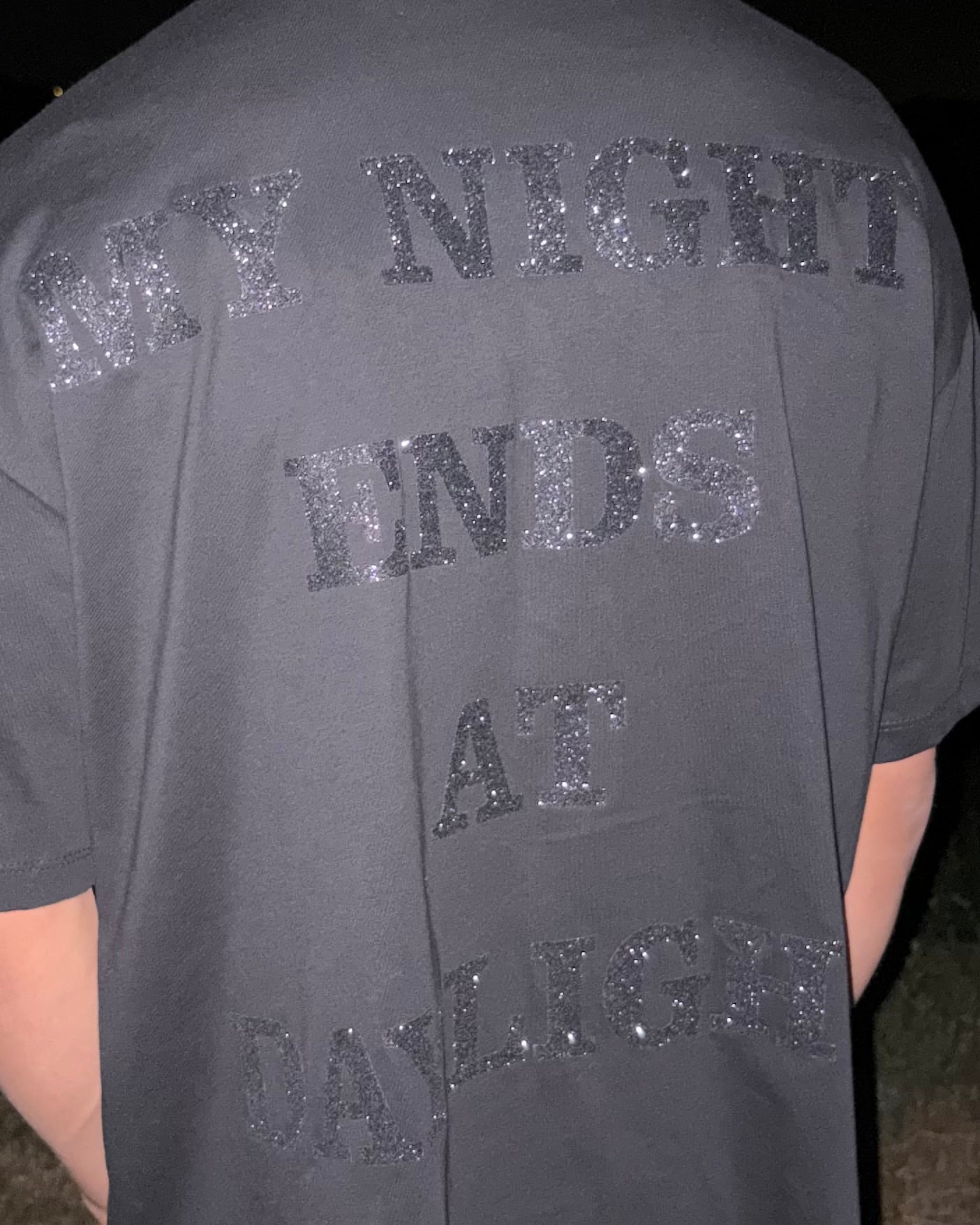 FOR THE CLUB MIDNIGHT GLITTER TEE OVERSIZE BLACK